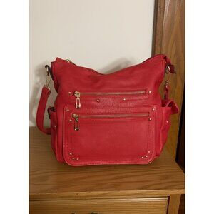 Red Pebbled‎ Faux Leather Crossbody Bag – Gold Hardware